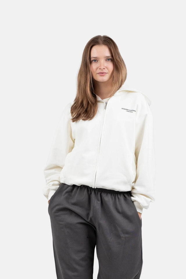 UNMARKED Zip-Hoodie Hvid |  Skagen-clothing.dk